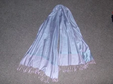 PASHMINA VINTAGE 70% Pashmina 30% Silk Shawl Wrap Scarf~Pink Gray ~ 70"X28"