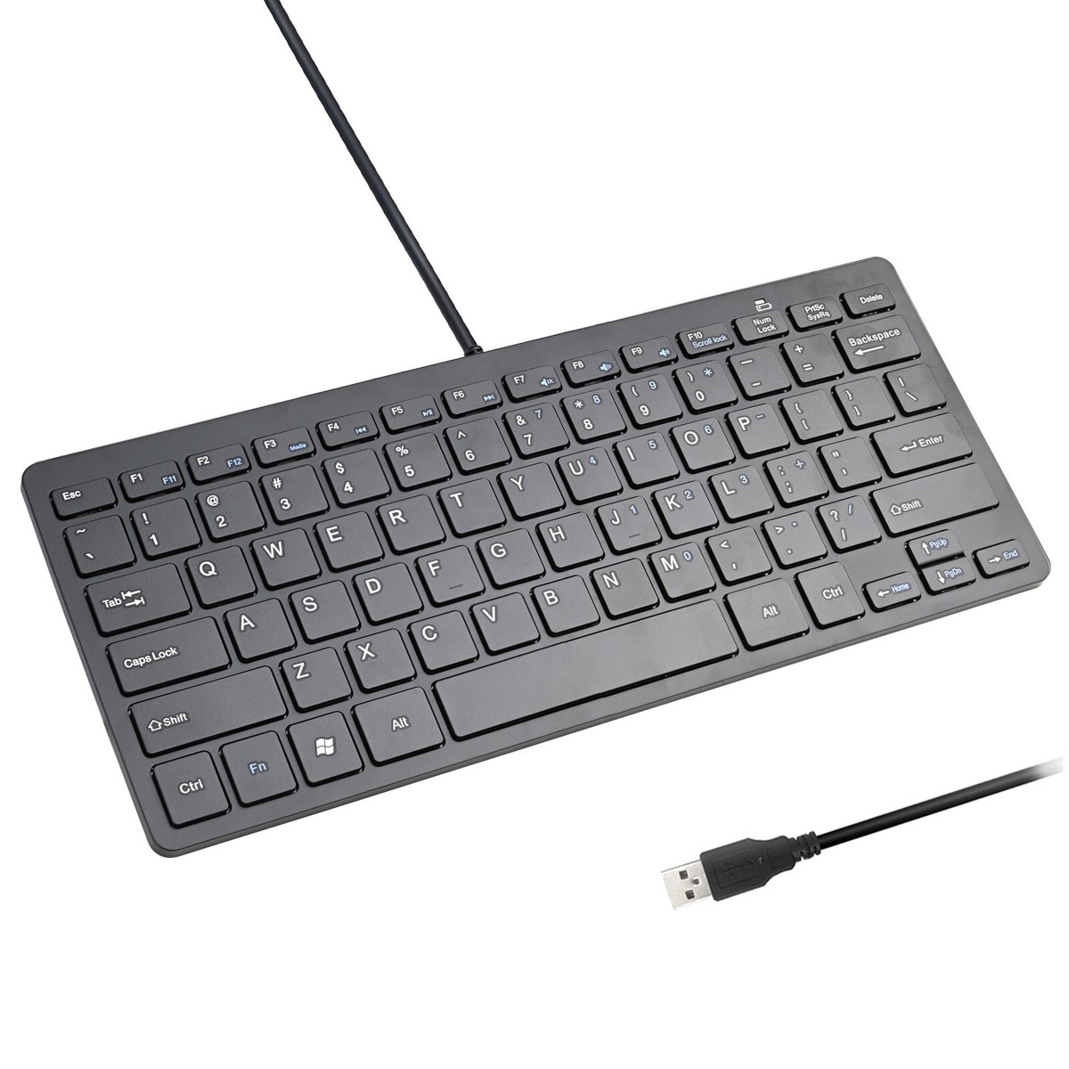 Ultra Thin Mini USB Wired Compact Keyboard for PC Mac Laptop 78