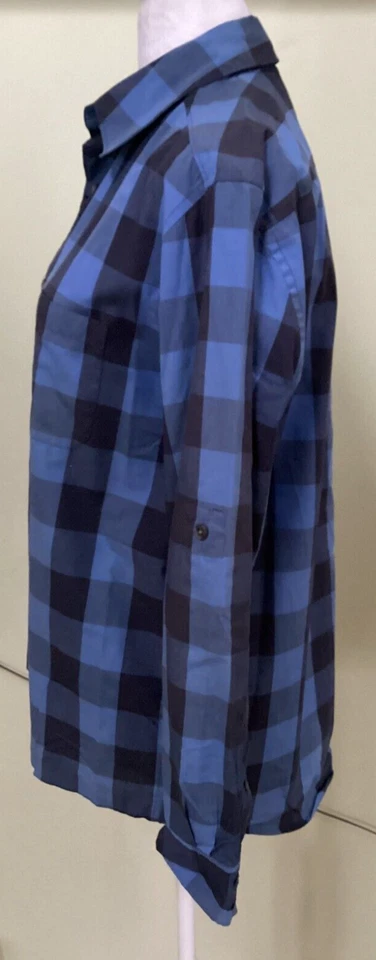 Spring + Mercer Men's Blue & Black Plaid Roll Tab Long Sleeve Casual Shirt Small - Image 4 of 4