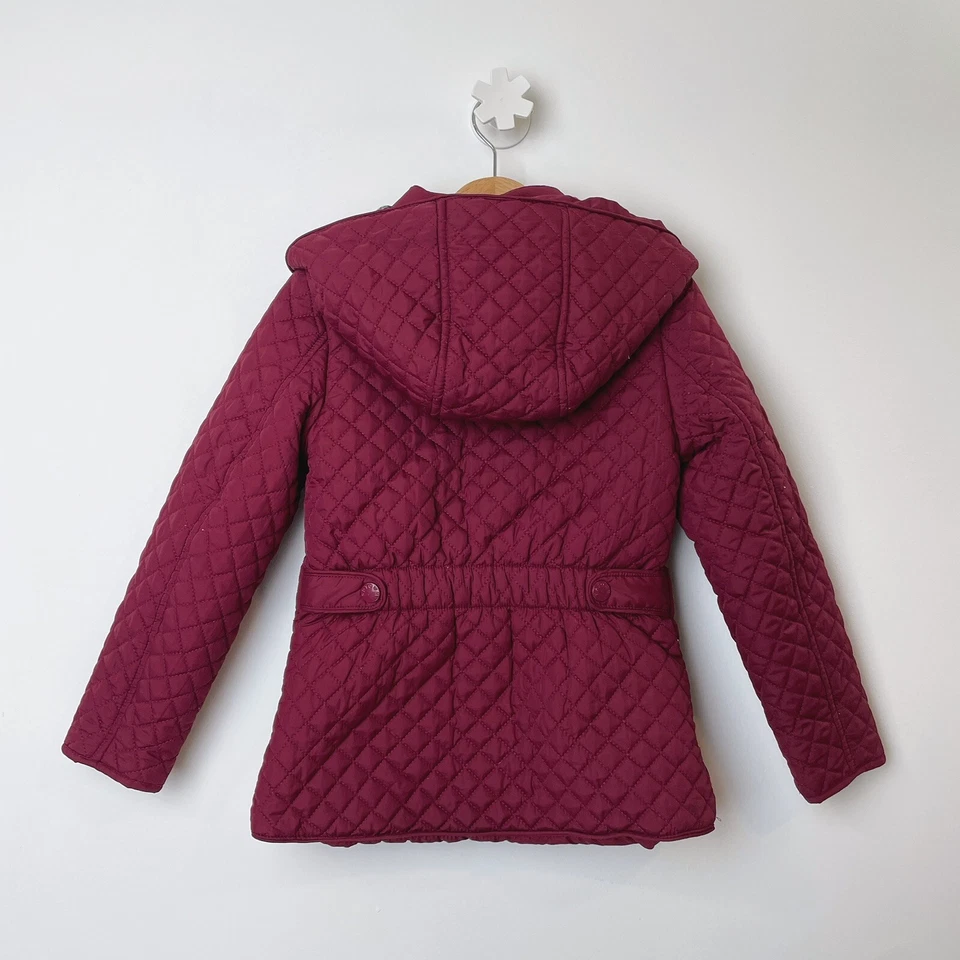 Girls Quilted Jacket Toddler Girls Winter Hooded Jacket Size XS 3T-4T Burgundy - Image 2 of 4