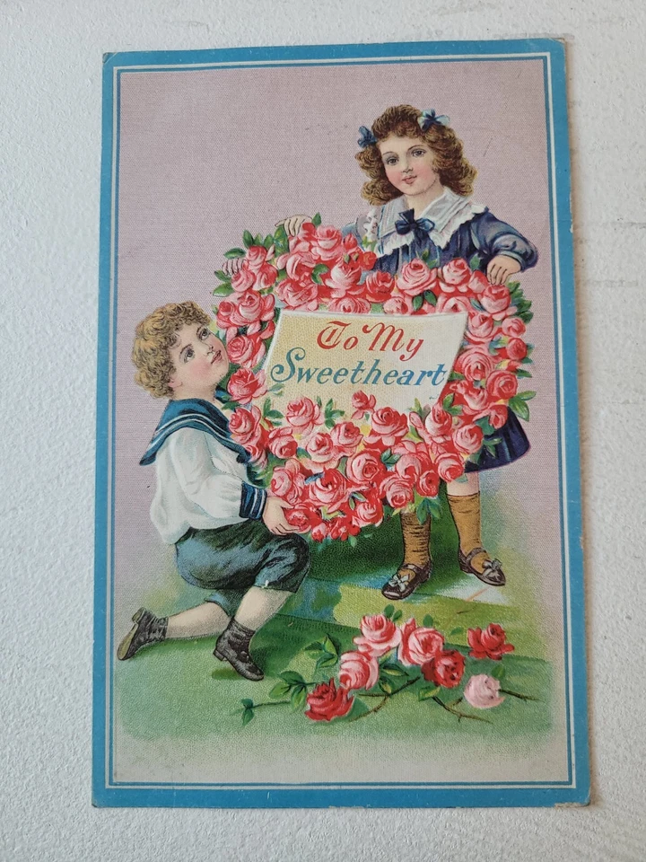Rare George Washington 1 Cent Stamp on 1913 Valentine Postcard  - Image 3 of 3