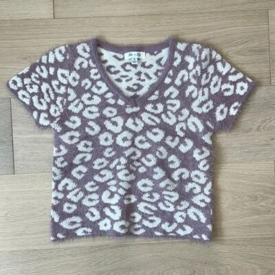 She & Sky Lavender Short Sleeve Sweater+V-Neck+S