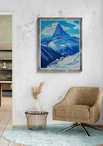 Matterhorn Zermatt painting IMPRESSIONISM original Oil on canvas by A Onipchenko - Picture 6 of 17