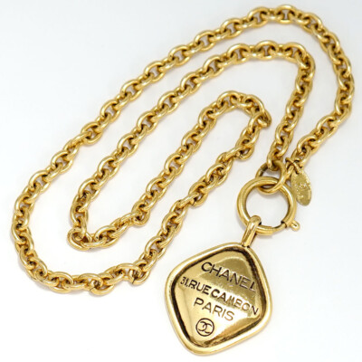 CHANEL CC Logo Paris Cambon Charm Necklace 22