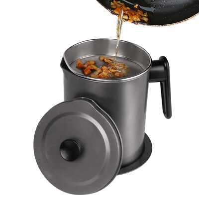 1.7L Bacon Grease Container with Strainer Kitchen Oil Keeper Oil Filter with Lid