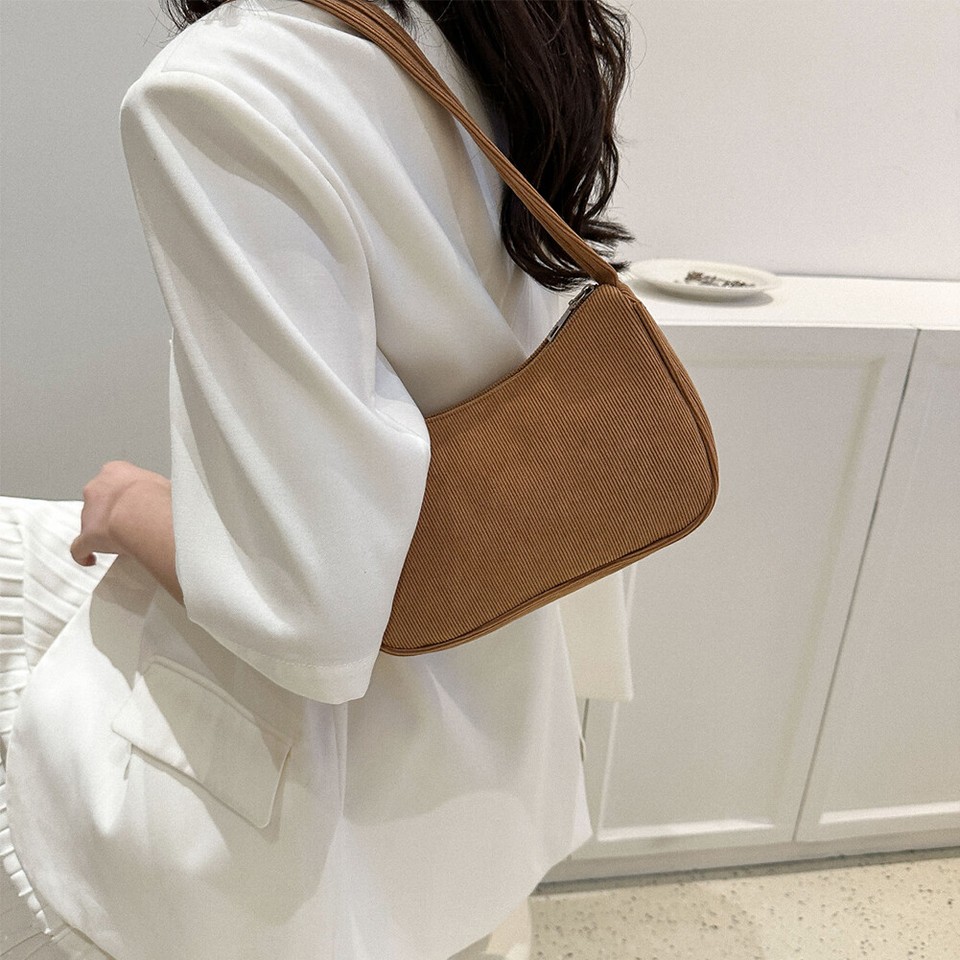 Women Commute Bag Crescent Corduroy Dumpling Bags Casual Solid Color