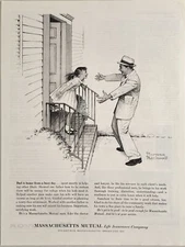 1961 Print Ad Massachusetts Mutual Insurance Dad & Daughter Norman Rockwell