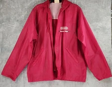 Conoco Racing Team Jacket Mens Large Red Vintage Hooded Windbreaker Made In USA