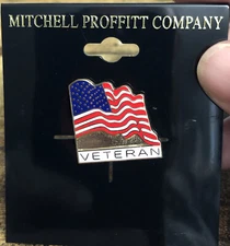 Mitchell Proffitt Company United States Flag Waving Enamel Pin Veteran