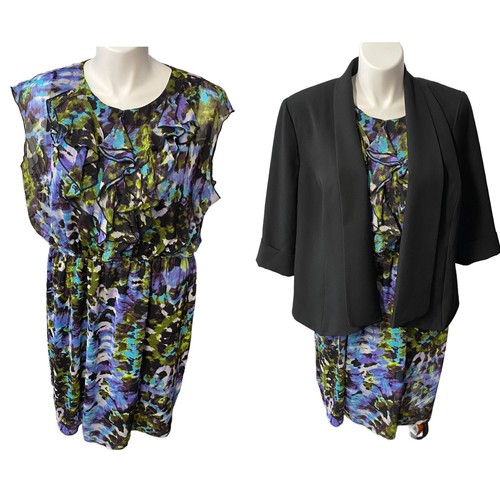 Soho Apparel Dress Womens 20W Lot Ruffle Purple Blazer Office Work Career Church