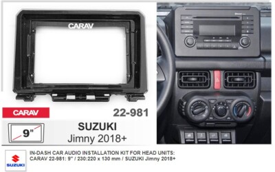 Carav In-Dash Car Audio Installation Kit For Head Units: : 9'' Susuki Jimny 2018+
