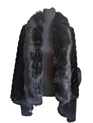 19V69 ITALIA Versace Faux Fur Open Front Jacket Womens Winter