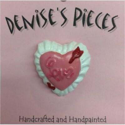 Valentines Day Pin Brooch Frilly Heart Love Arrow Pink Red White | eBay