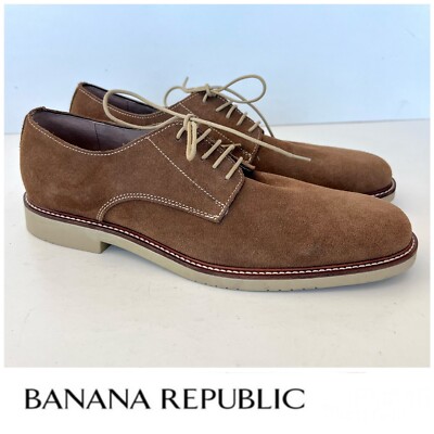 BANANA REPUBLIC Men Dewitt Crepe Sole Tan Suede Lace Up Oxfords Shoes Sz 10 NWOB
