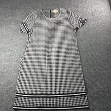 Michael Michael Kors Houndstooth Shift Dress Black White XL Short Sleeve Striped