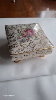 Kerafina Porzellan Deckeldose Florales Design L 9cm B 9cm H 4,6 cm