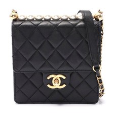 Chanel Matelasse Pearl Shoulder Bag Women Black One Size