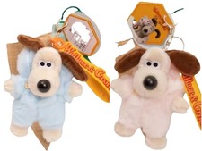 2x Faux-Fur Wallance Gromit Dog Plush Key Fob KeyChain Bag Purse Charm Holder