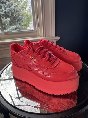 Gigi Hadid x Reebok Classic Leather Triple Platform Neon Red Size 8