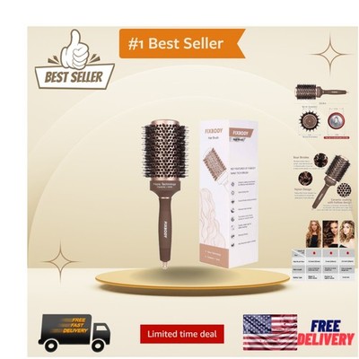 Salon-Quality Boar Bristle Round Brush - Perfect for Blow Drying & Curling