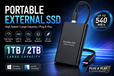 Portable External SSD USB 3.2 Type-C Solid State Drive for PC Mac