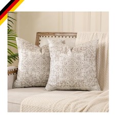 2er Set Boho Kissenbezüge 40x40 cm Polyester beidseitig bedruckt