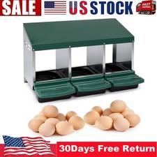 Chicken Nesting Box, 3 Compartments Nesting Boxes for Chickens Laying Egg, Green