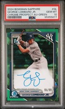 2024 Bowman Chrome Sapphire GreenGeorge Lombard Jr. PROSPECT AUTO /99PSA 10