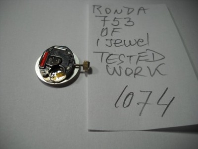 1074L Ronda quartz wristwatch movement # 753 working fine 1 jewel 3 hands
