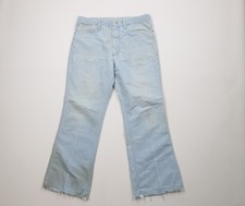 Vintage 70s Wrangler Mens 36x30 Distressed Thin Bell Bottoms Jeans Blue USA