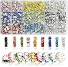 100 PC Rondelle Spacer Beads Rhinestone Crystal Bead DIY Bracelet Jewelry Making