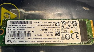 SK HYNIX PC601 512GB NVMe PCIe SSD HFS512GD9TNG M.2 2280 DRIVE 98% HEALTHY WIPED