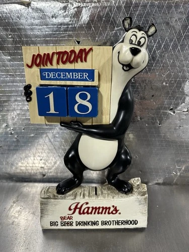 Vintage Hamm’s Plastic Beer Bear Calendar And Bank Complete