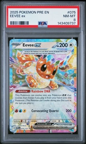 2025 POKEMON PRE EN-PRISMATIC EVOLUTIONS #075 EEVEE EX PSA 8