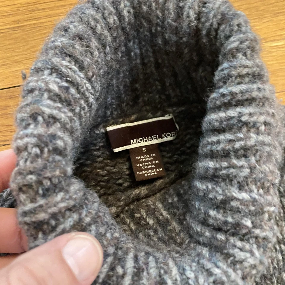 Suéter Michael Kors Mujer Pequeño Cuello Alto Lana Mezcla Cachemira Grueso Tejido Foto 3 de 4