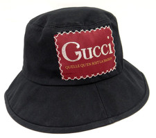 Cappello Gucci nero a secchiello 627174 4HK02 logo cotone taglia L 59 cm Italia 31220352800
