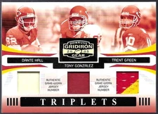 2005 Donruss Gridiron Gear Jersey Dante Hall Tony Gonzalez Trent Green #83/100