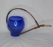 VTG Amici Italy Hand Blown Cobalt Blue Art Glass Watering Can Copper Spout