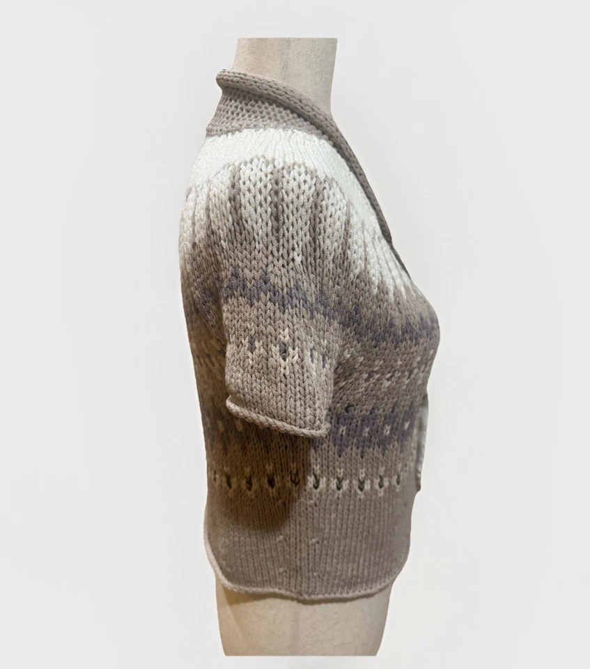 Brunello Cucinelli 亚麻针织短开衫领带短袖意大利 S — 第 2/4 张图片