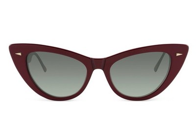 AHLEM Cat Eye Red Plastic Frame Gradient Gray Lens Women's Sunglasses (RED)