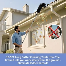 Adjustable 7-Section Gutter Cleaner, Roof Brush for Leaves Branches Debris