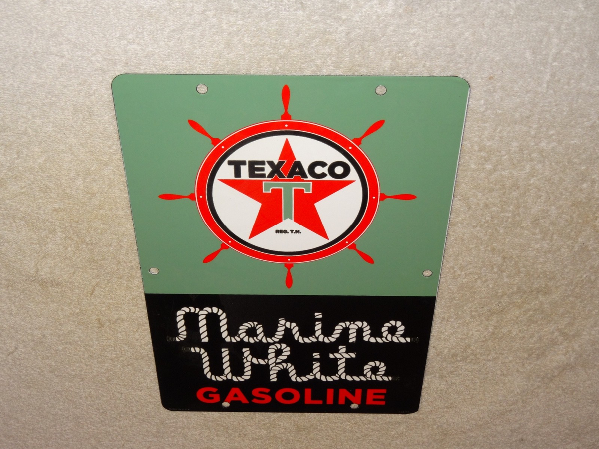 VINTAGE 1963 TEXACO MARINE WHITE GASOLINE⛽️ SHIPS WHEEL