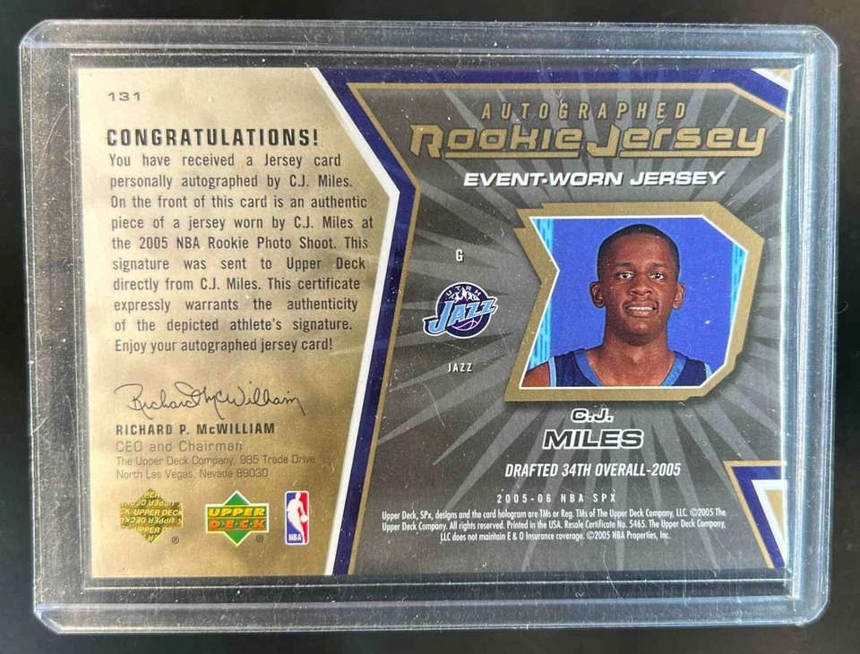 2005-06 SPx CJ Miles Jersey Rookie RC Auto #/1499 Jazz - Image 2 of 2