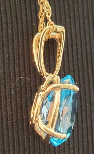 14K Yellow Gold Teardrop Blue Topaz 19" Necklace - 第 7/11 張圖片