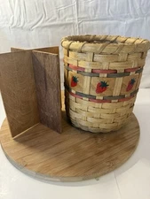 Vintage Woven Basket With Strawberry Accents  Cottage/ Farmhouse Decor