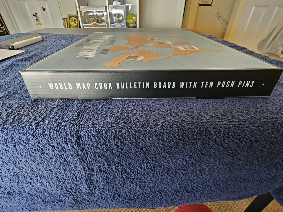 World Map Cork Bulletin Board with 10 Push Pins - Travel Gifts, School Projects - Image 2 of 4