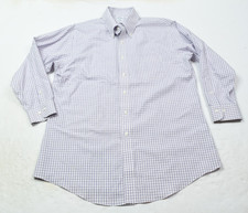 Brooks Brothers REGENT Shirt Mens 16.5 Purple Plaid Long Sleeve Button-Down