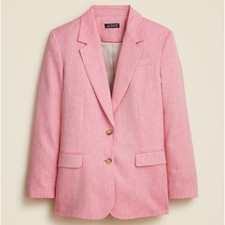 J. CREW Classic Two-Button Blazer in Herringbone Linen Pink Sz 10 298 KK43 