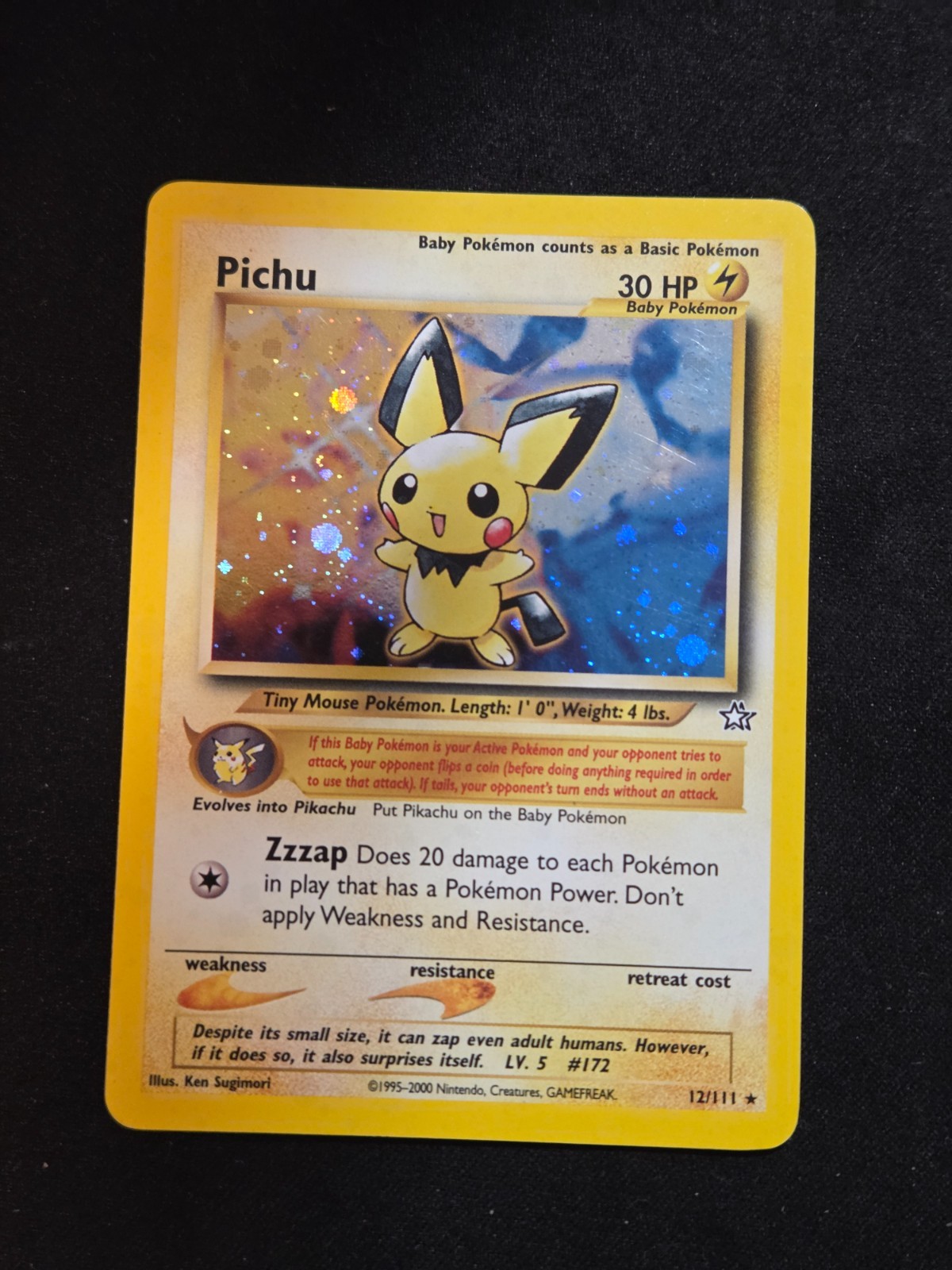 VTG Pokemon Neo Genesis Unlimited Pichu 12/111 Holo Rare LP/MP