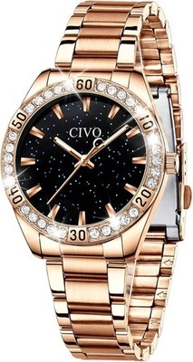 CIVO Damenuhr Edelstahl Sternenhimmel Armbanduhr: Wasserdicht Uhren Damen